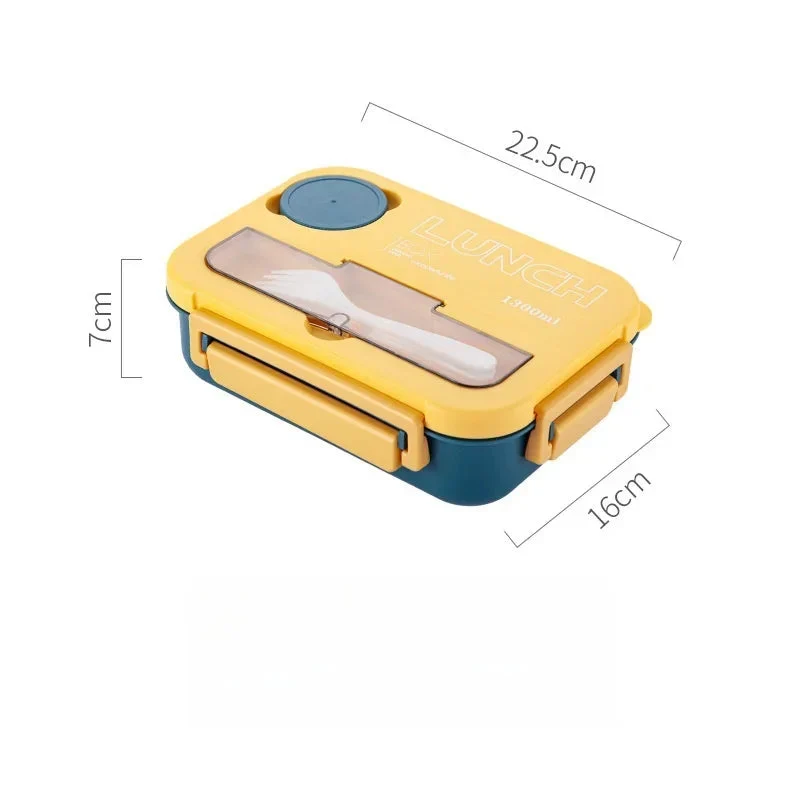 Bento Lunchbox 1300ML – Met Bestek, Sauskom & Compartimenten