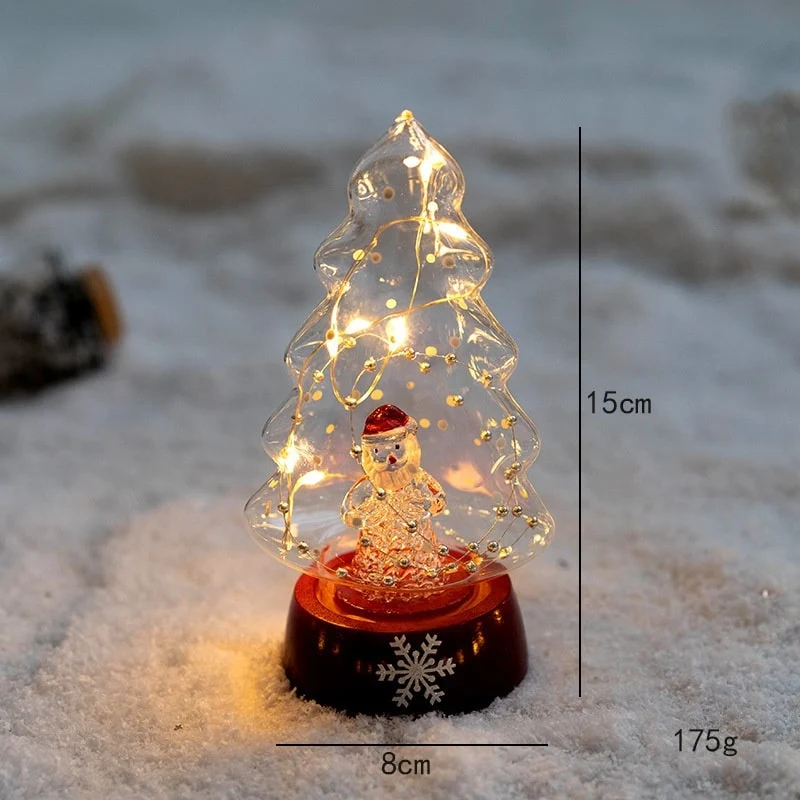 Glass Christmas Tree with LED Lights and Mercury Finish Battery-Operated Tabletop Decoration