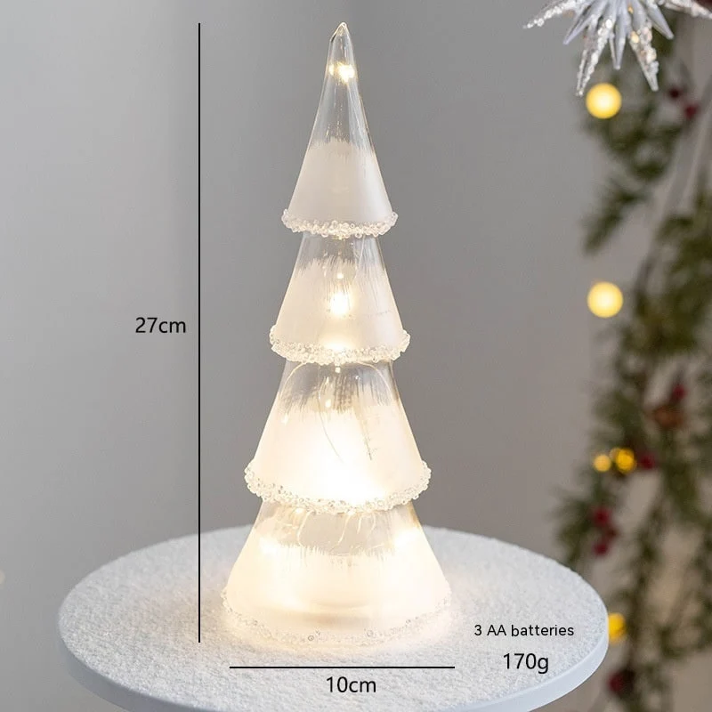 Glass Christmas Tree with LED Lights and Mercury Finish Battery-Operated Tabletop Decoration