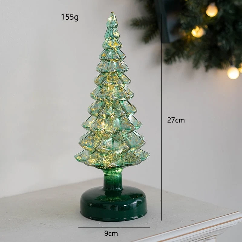 Glass Christmas Tree with LED Lights and Mercury Finish Battery-Operated Tabletop Decoration