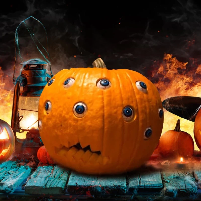 Halloween Pumpkin for Parties with Moving Electronic Eyes and Scary Patterns