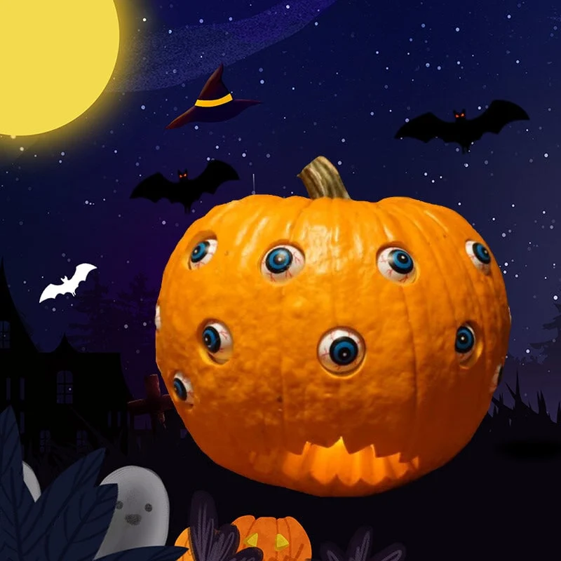 Halloween Pumpkin for Parties with Moving Electronic Eyes and Scary Patterns