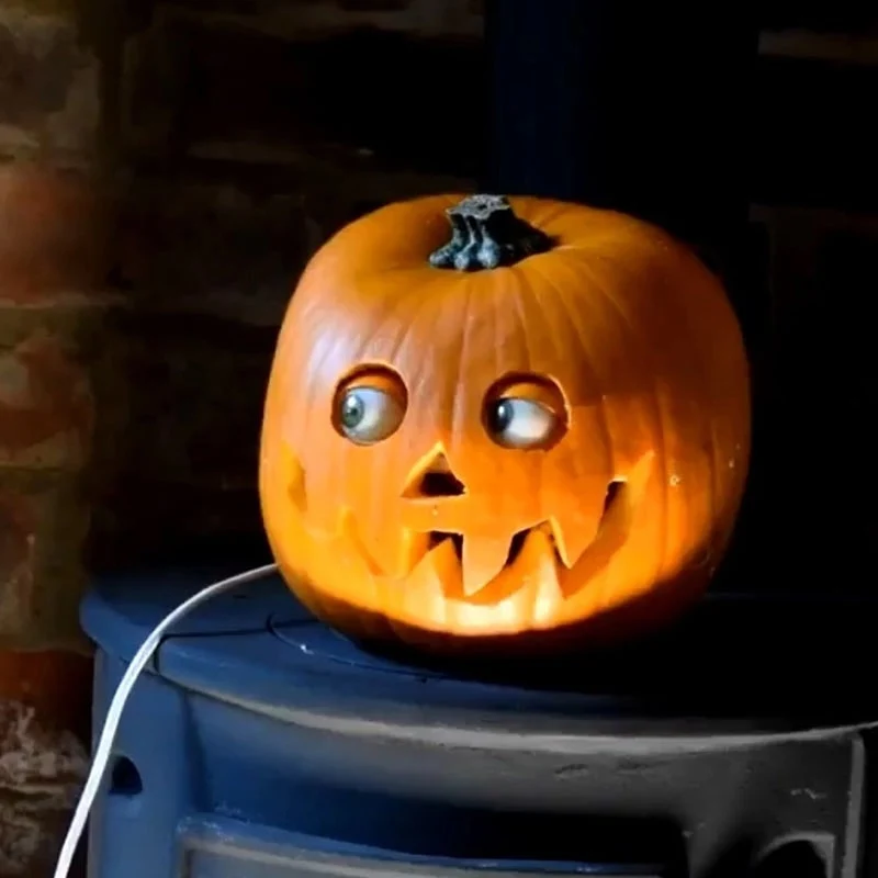 Halloween Pumpkin for Parties with Moving Electronic Eyes and Scary Patterns