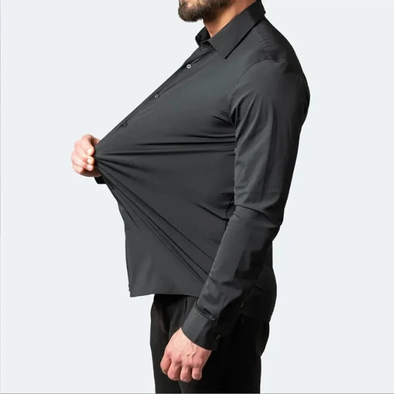 Men's Black Flannel Dress Shirt