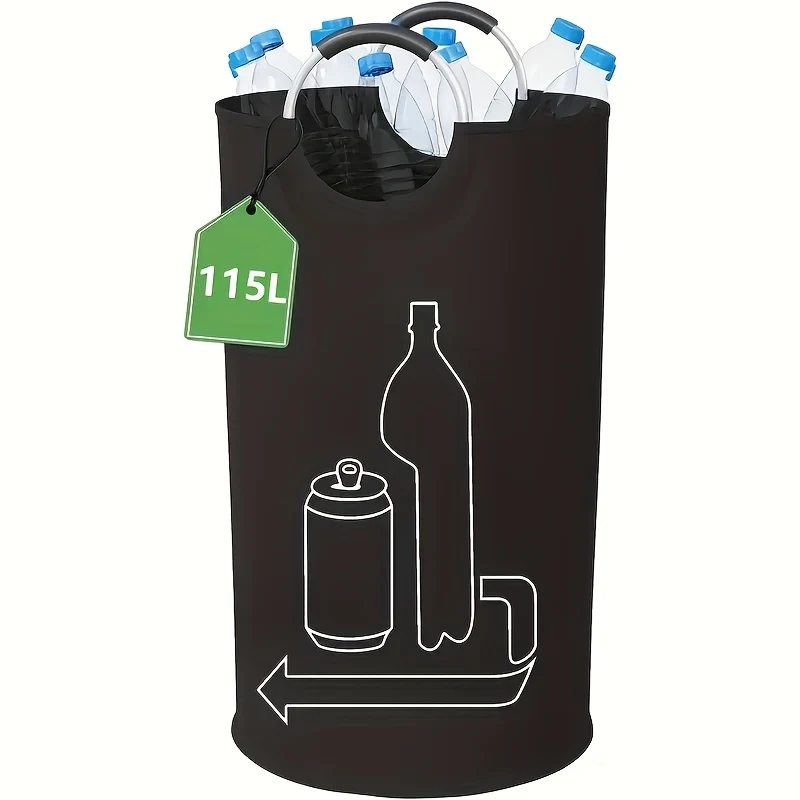 Foldable Plastic Bag for Recycling with 115l Capacity and Aluminum Handles