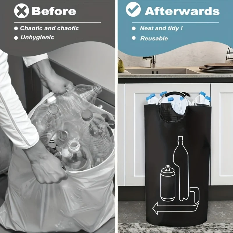 Foldable Plastic Bag for Recycling with 115l Capacity and Aluminum Handles