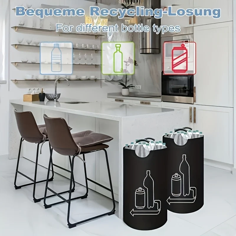 Foldable Plastic Bag for Recycling with 115l Capacity and Aluminum Handles