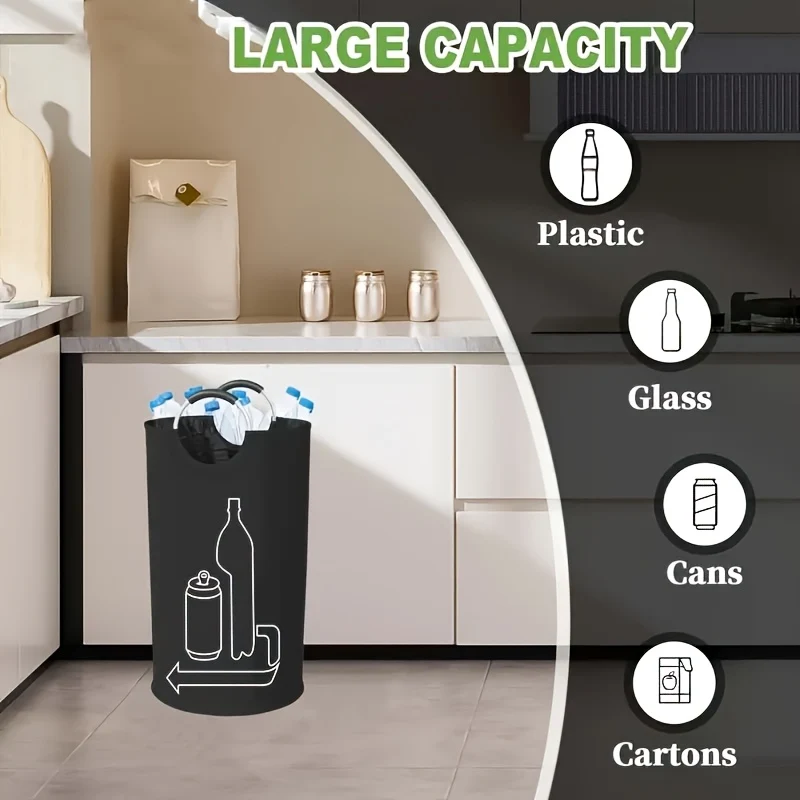 Foldable Plastic Bag for Recycling with 115l Capacity and Aluminum Handles
