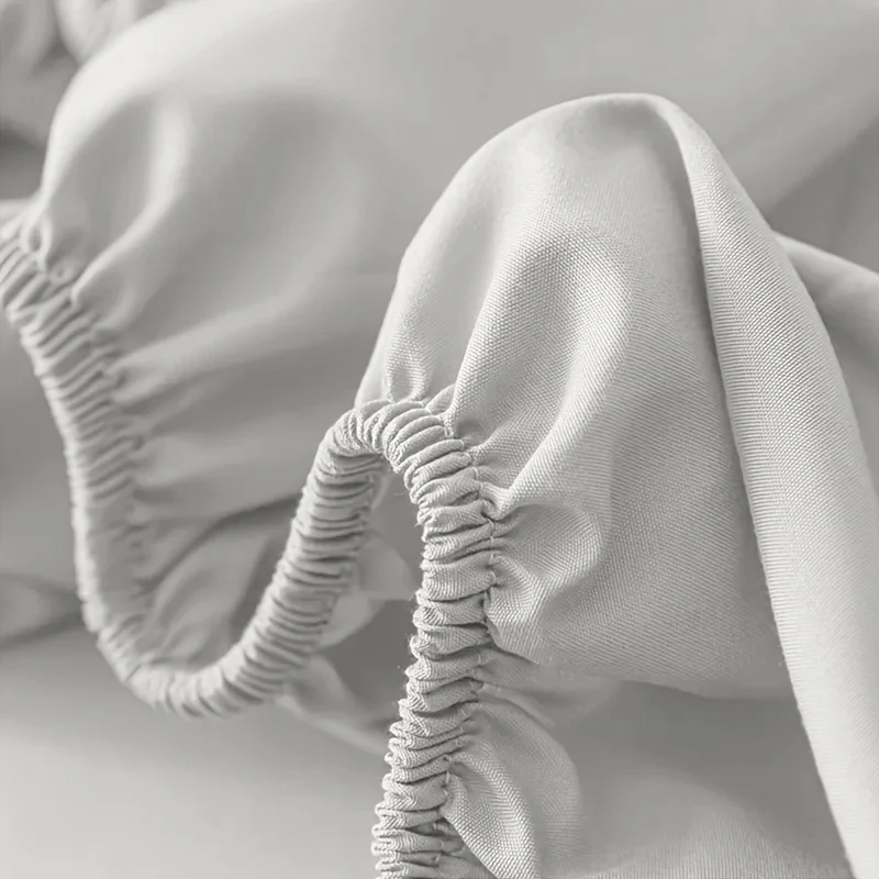 Deep Pocket Fitted Sheet with Wrinkle-Resistant Smooth Woven Fabric and Elasticized Corners