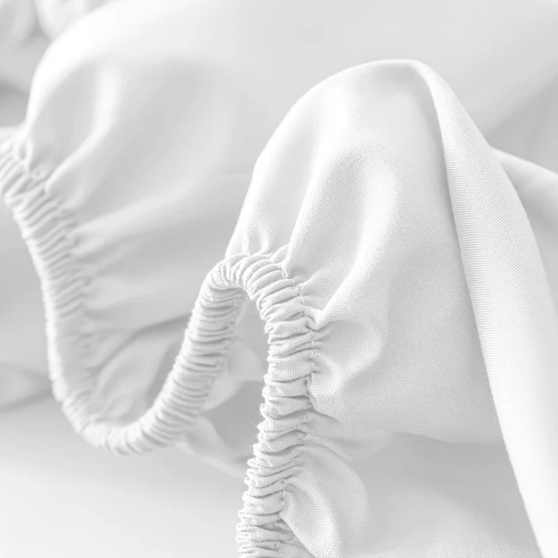 Deep Pocket Fitted Sheet with Wrinkle-Resistant Smooth Woven Fabric and Elasticized Corners