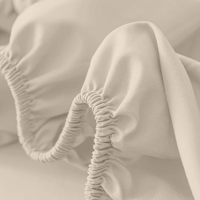 Deep Pocket Fitted Sheet with Wrinkle-Resistant Smooth Woven Fabric and Elasticized Corners