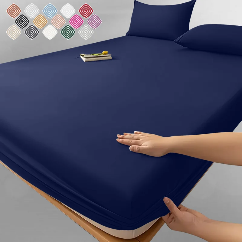 Deep Pocket Fitted Sheet with Wrinkle-Resistant Smooth Woven Fabric and Elasticized Corners
