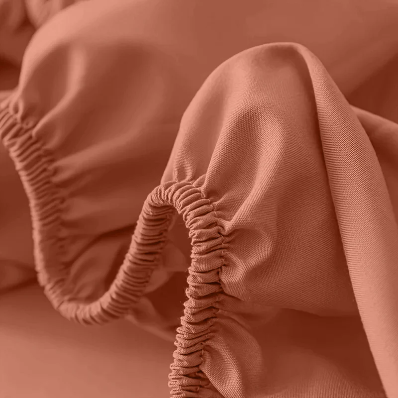 Deep Pocket Fitted Sheet with Wrinkle-Resistant Smooth Woven Fabric and Elasticized Corners