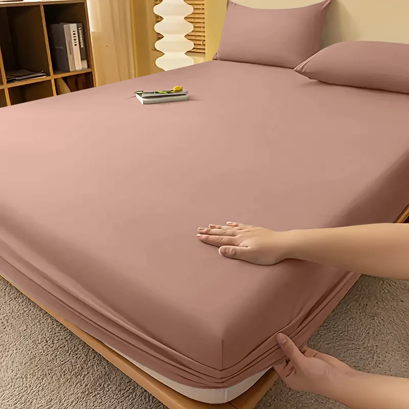 Deep Pocket Fitted Sheet with Wrinkle-Resistant Smooth Woven Fabric and Elasticized Corners