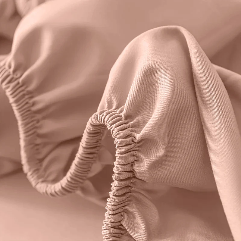 Deep Pocket Fitted Sheet with Wrinkle-Resistant Smooth Woven Fabric and Elasticized Corners