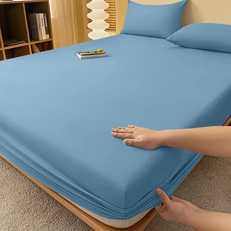 Deep Pocket Fitted Sheet with Wrinkle-Resistant Smooth Woven Fabric and Elasticized Corners