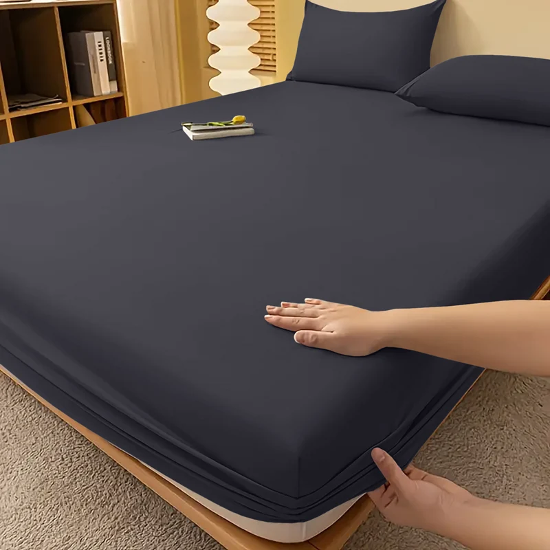 Deep Pocket Fitted Sheet with Wrinkle-Resistant Smooth Woven Fabric and Elasticized Corners