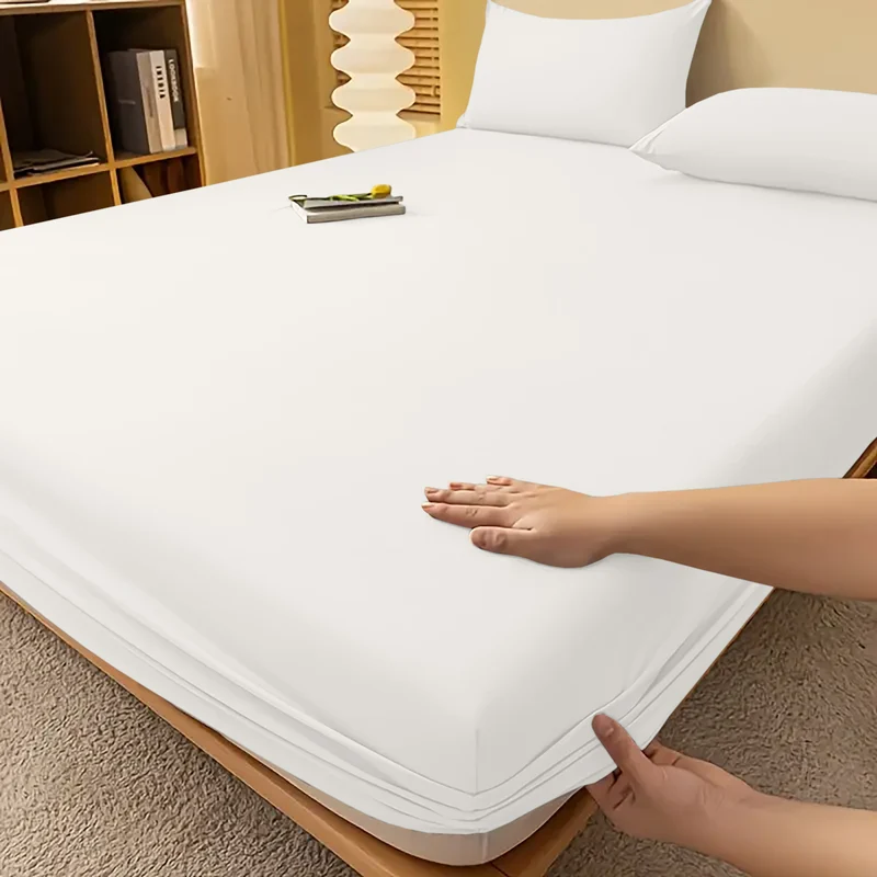 Deep Pocket Fitted Sheet with Wrinkle-Resistant Smooth Woven Fabric and Elasticized Corners