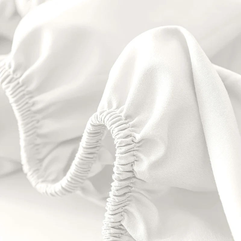 Deep Pocket Fitted Sheet with Wrinkle-Resistant Smooth Woven Fabric and Elasticized Corners