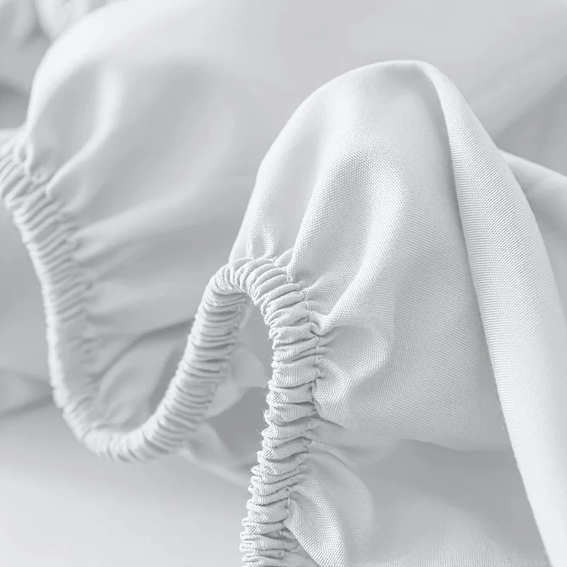 Deep Pocket Fitted Sheet with Wrinkle-Resistant Smooth Woven Fabric and Elasticized Corners