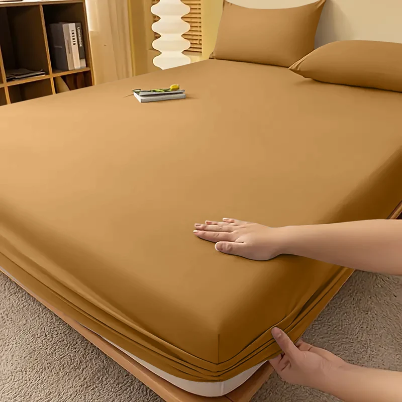 Deep Pocket Fitted Sheet with Wrinkle-Resistant Smooth Woven Fabric and Elasticized Corners