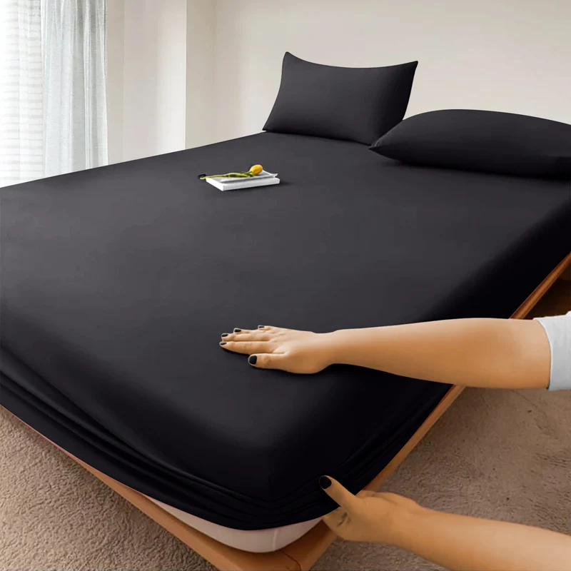 Deep Pocket Fitted Sheet with Wrinkle-Resistant Smooth Woven Fabric and Elasticized Corners