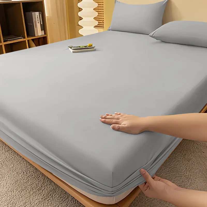 Deep Pocket Fitted Sheet with Wrinkle-Resistant Smooth Woven Fabric and Elasticized Corners