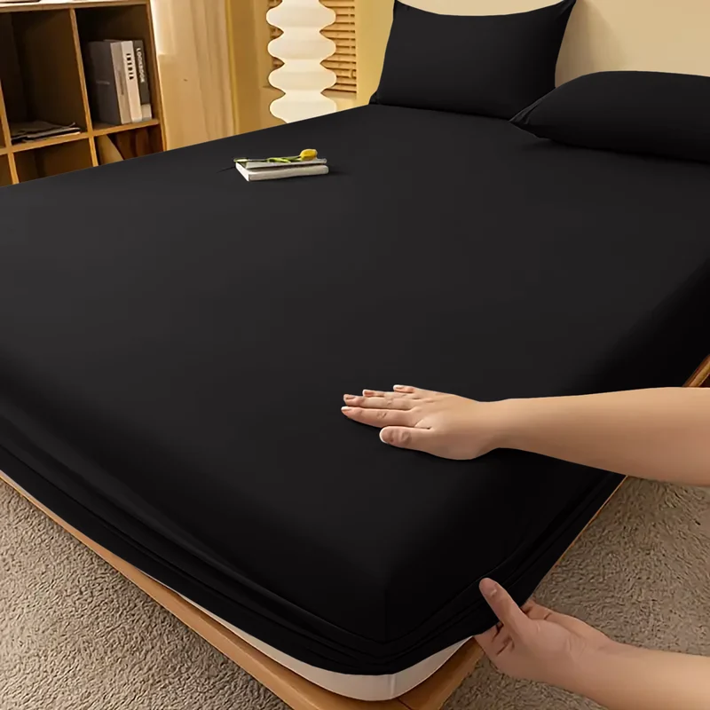 Deep Pocket Fitted Sheet with Wrinkle-Resistant Smooth Woven Fabric and Elasticized Corners