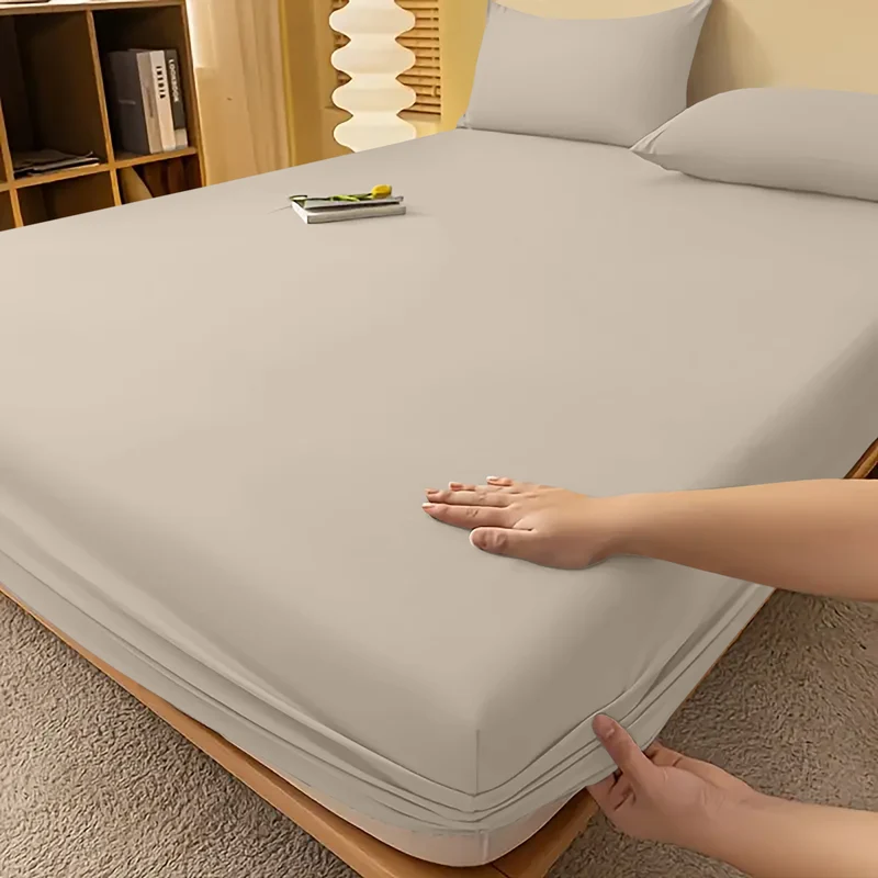 Deep Pocket Fitted Sheet with Wrinkle-Resistant Smooth Woven Fabric and Elasticized Corners