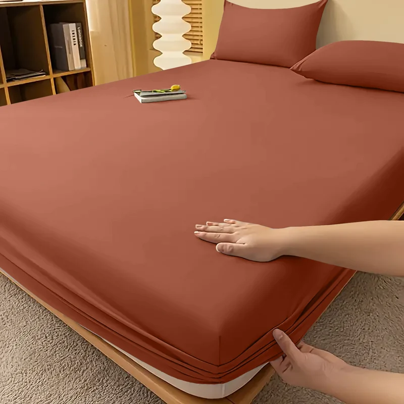 Deep Pocket Fitted Sheet with Wrinkle-Resistant Smooth Woven Fabric and Elasticized Corners