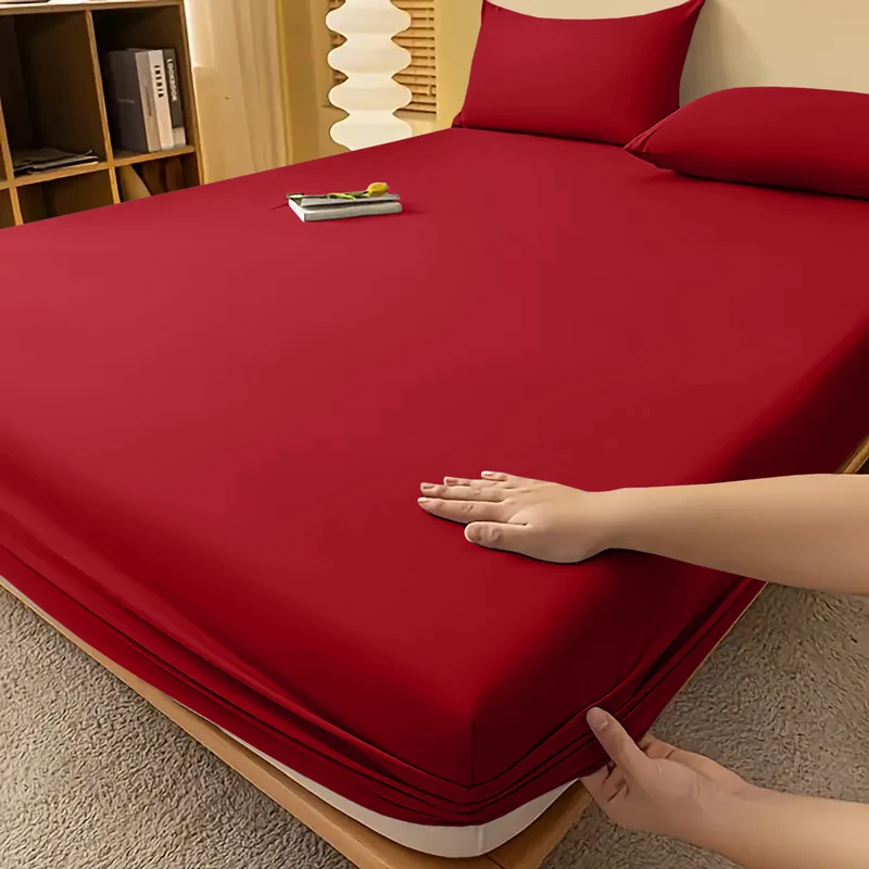 Deep Pocket Fitted Sheet with Wrinkle-Resistant Smooth Woven Fabric and Elasticized Corners