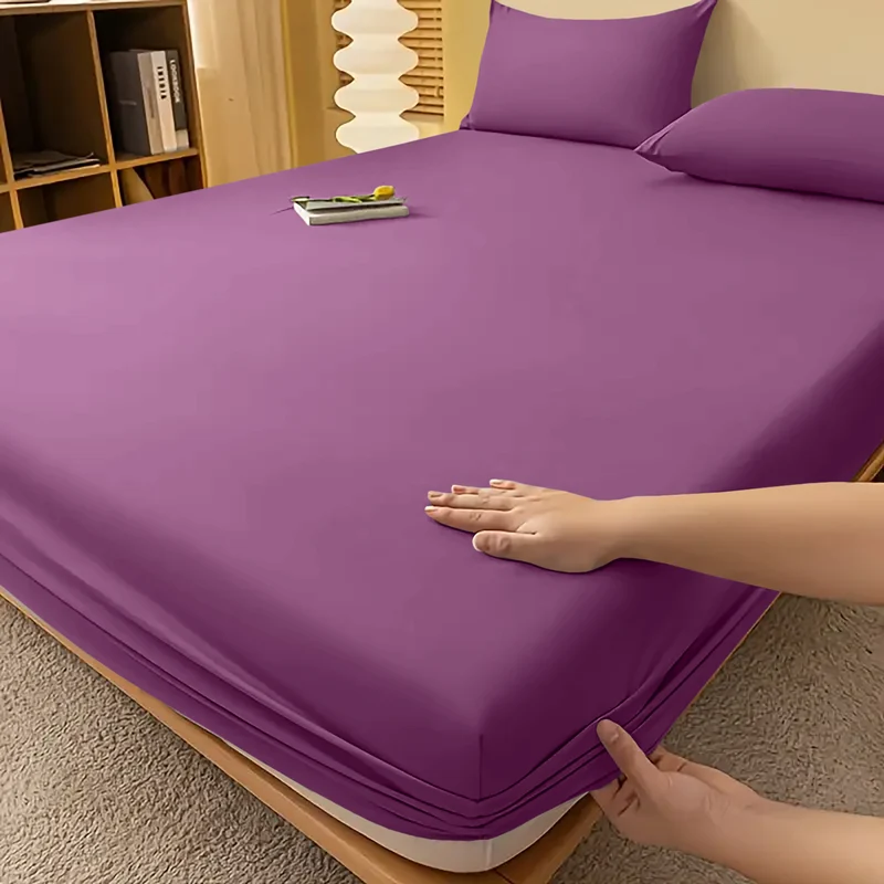 Deep Pocket Fitted Sheet with Wrinkle-Resistant Smooth Woven Fabric and Elasticized Corners