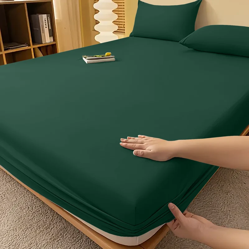 Deep Pocket Fitted Sheet with Wrinkle-Resistant Smooth Woven Fabric and Elasticized Corners