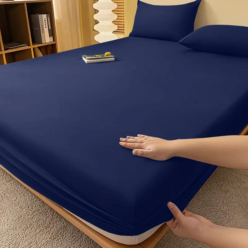 Deep Pocket Fitted Sheet with Wrinkle-Resistant Smooth Woven Fabric and Elasticized Corners
