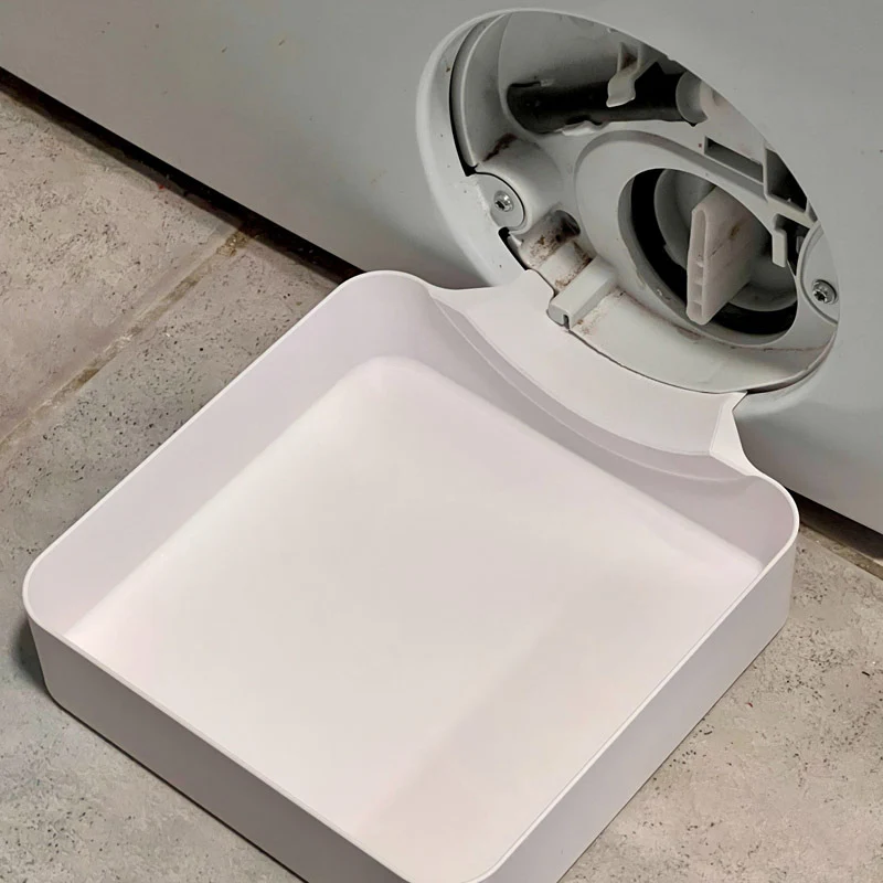 Clothes Washer Drain Pan with Water Catch Tray and Low Profile Basin Design