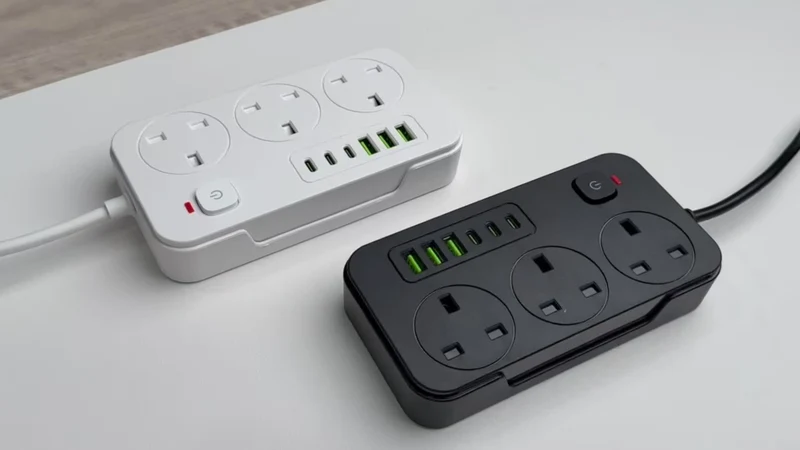 9-in-1 Power Extension Cord with 3 AC Outlets and 6 USB Ports