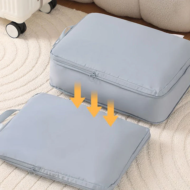 Compression Packing Cubes Set for Travel Luggage with Dual Zipper and Space-Saving Design