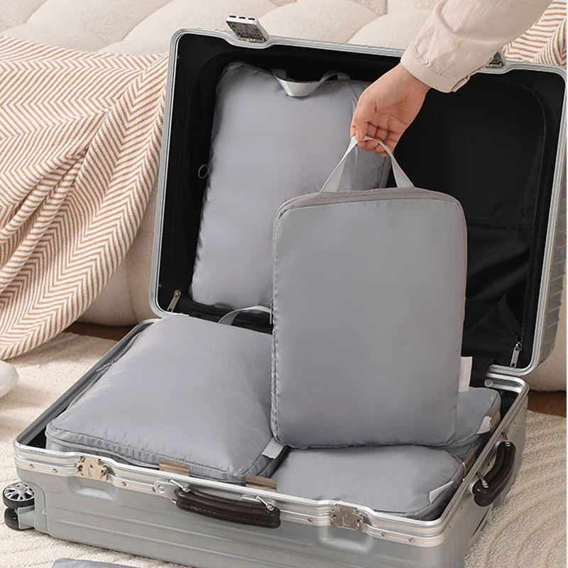 Compression Packing Cubes Set for Travel Luggage with Dual Zipper and Space-Saving Design