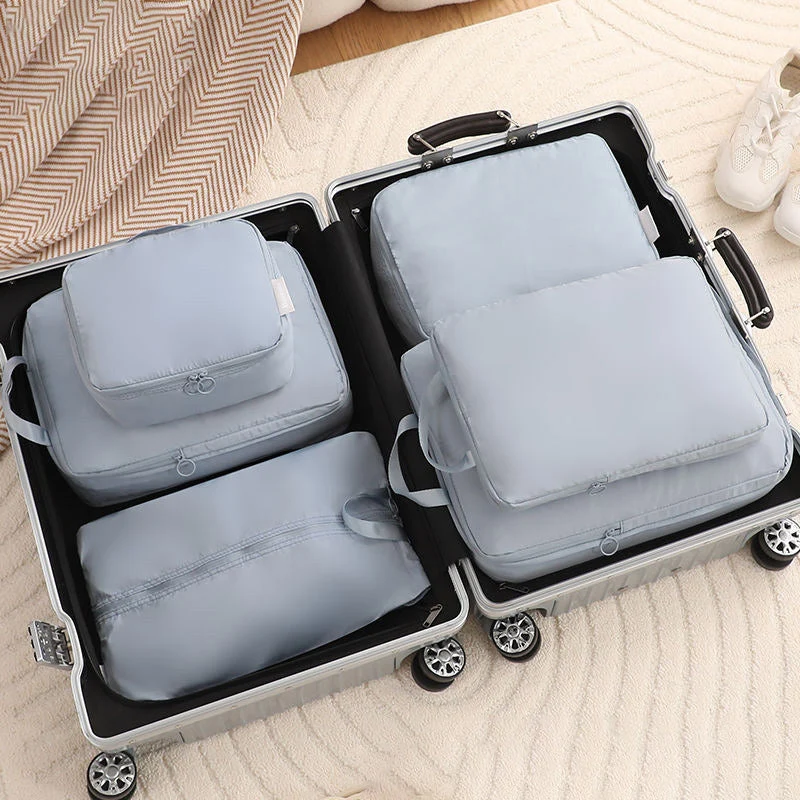 Compression Packing Cubes Set for Travel Luggage with Dual Zipper and Space-Saving Design