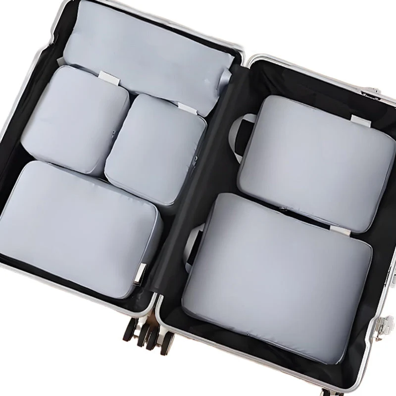 Compression Packing Cubes Set for Travel Luggage with Dual Zipper and Space-Saving Design