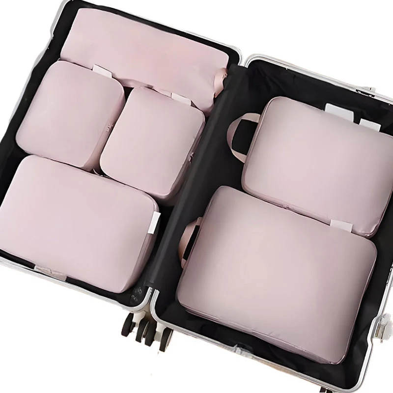 Compression Packing Cubes Set for Travel Luggage with Dual Zipper and Space-Saving Design