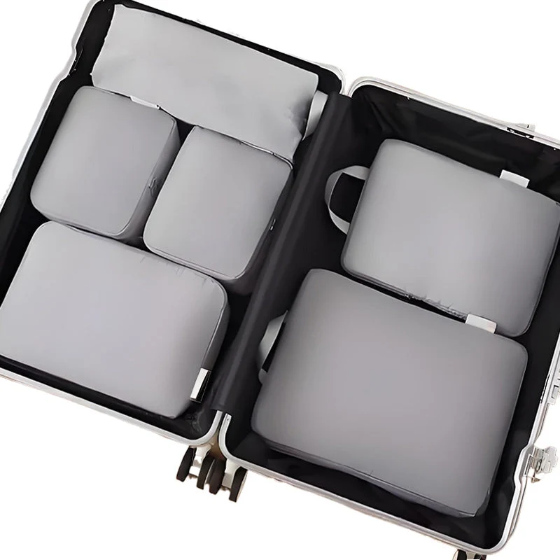 Compression Packing Cubes Set for Travel Luggage with Dual Zipper and Space-Saving Design
