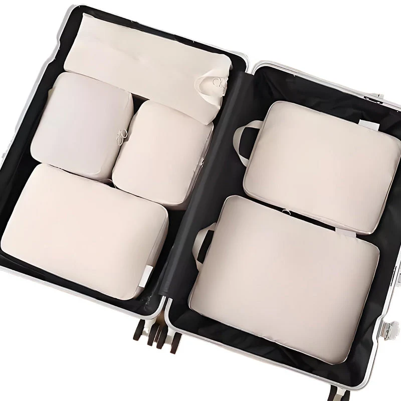 Compression Packing Cubes Set for Travel Luggage with Dual Zipper and Space-Saving Design