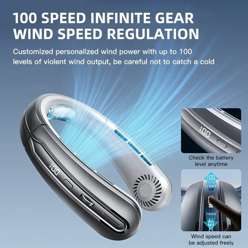 Portable Bladeless Neck Fan 8000mAh USB