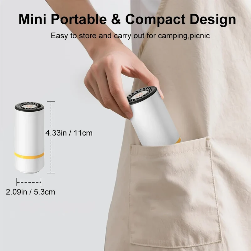 Handheld Vacuum Sealer with Reusable Bags and Portable One-Button Operation
