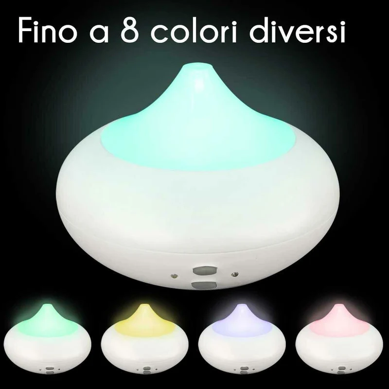Diffusore Aromi USB Luce LED 8 Colori Aromaterapia Olio Profumato Bianco 140ml