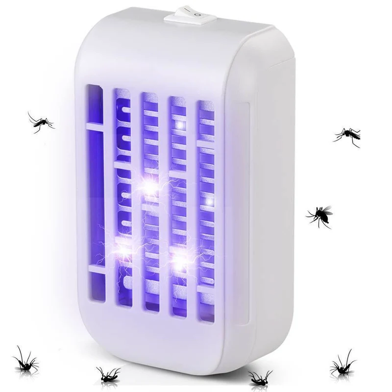 Zanzariera Elettrica Anti Zanzare Mosche 4 LED UV Elettroinsetticida Luce Notte