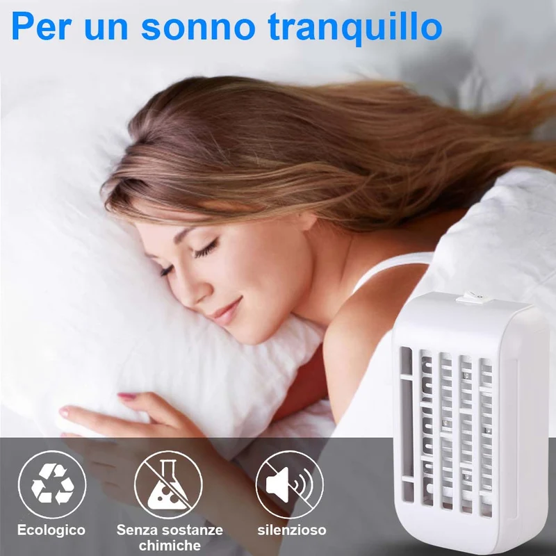 Zanzariera Elettrica Anti Zanzare Mosche 4 LED UV Elettroinsetticida Luce Notte