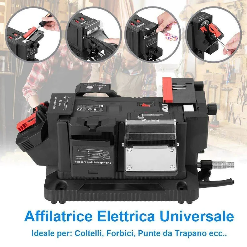 Affilatrice Affila coltelli Forbici Punte Trapano Elettrico + Minitrapano Fresa