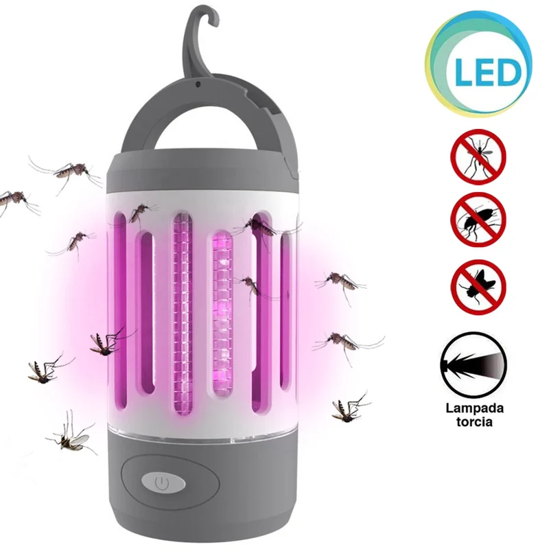 Zanzariera Elettrica Torcia LED da Campeggio Anti Zanzare Potenza 4Watt Esterno